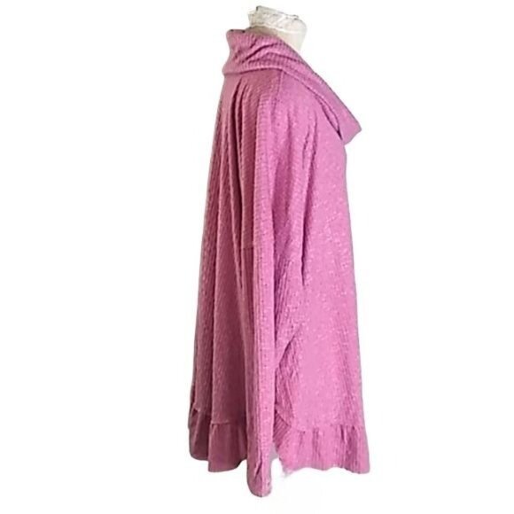 Terra & Sky Pink Cowl Neck Sweater Ruffle Hem Knit Pullover Top Plus Size 3X - Picture 3 of 6